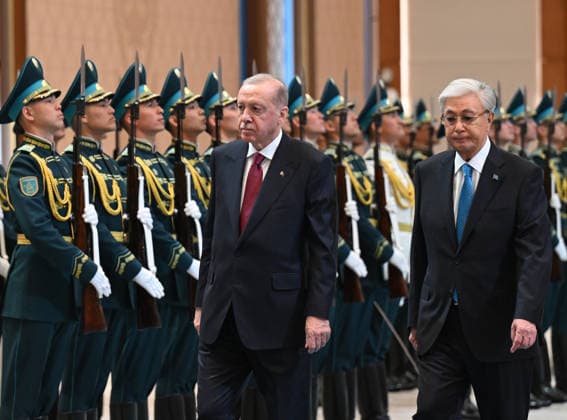 Turkish President Recep Tayyip Erdogan in Kazakhstan ASTANA, KAZAKHSTAN - MAY 14: Turkish President Recep Tayyip Erdogan is welcomed by Kazakh President Kassym-Jomart Tokayev with an official ceremony at the Independence Palace in Astana, Kazakhstan on May 14, 2026. Mehmet Ali Ozcan Anadolu Astana Kazakhstan. Editorial use only. Please get in touch for any other usage.  Copyright: x2026xAnadoluxMehmetxAlixOzcanx
