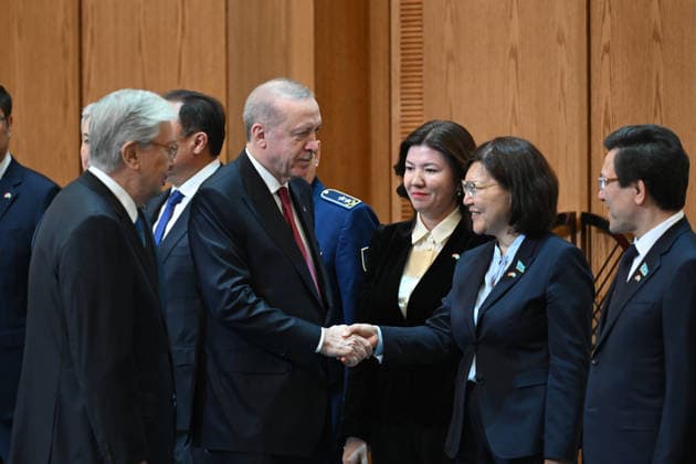 Turkish President Recep Tayyip Erdogan in Kazakhstan ASTANA, KAZAKHSTAN - MAY 14: Turkish President Recep Tayyip Erdogan is welcomed by Kazakh President Kassym-Jomart Tokayev with an official ceremony at the Independence Palace in Astana, Kazakhstan on May 14, 2026. Mehmet Ali Ozcan Anadolu Astana Kazakhstan. Editorial use only. Please get in touch for any other usage.  Copyright: x2026xAnadoluxMehmetxAlixOzcanx
