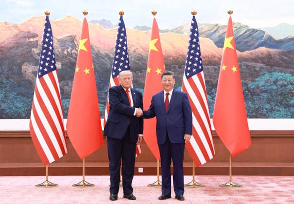 (260514) -- BEIJING, May 14, 2026 -- Chinese President Xi Jinping holds talks with U.S. President Donald Trump, who is on a state visit to China, at the Great Hall of the People in Beijing, capital of China, May 14, 2026. ) CHINA-BEIJING-XI JINPING-U.S.-TRUMP-TALKS (CN) DingxLin 