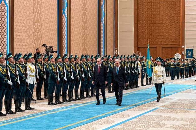 KAZAKHSTAN, ASTANA - MAY 14, 2026: Turkey s President Recep Tayyip Erdogan (L) and Kazakhstan s President Kassym-Jomart Tokayev meet at the Palace of Independence Astana Kazakhstan  - ZUMAt113 20260514_zaa_t113_004 Copyright: xAndreixGryaznovx