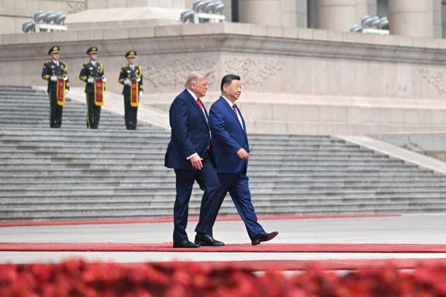 President Donald Trump and Chinese General Secretary Xi Xinping participate in a welcome ceremony at the Great Hall of the People in Beijing on Thursday, May 14, 2026. Photo via Ministry of Foreign Affairs of China  WAX2026051408 CHINAxMFA