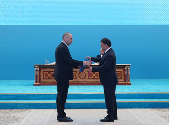 Turkish President Recep Tayyip Erdogan in Kazakhstan ASTANA, KAZAKHSTAN - MAY 14: (----EDITORIAL USE ONLY - MANDATORY CREDIT - TURKISH PRESIDENCY HANDOUT - NO MARKETING NO ADVERTISING CAMPAIGNS - DISTRIBUTED AS A SERVICE TO CLIENTS----) Turkish President Recep Tayyip Erdogan and Kazakh President Kassym-Jomart Tokayev attend the signing ceremony of bilateral agreements at the Independence Palace in Astana, Kazakhstan on May 14, 2026. Turkish Presidency Anadolu Astana Kazakhstan. Editorial use only. Please get in touch for any other usage.  Copyright: x2026xAnadoluxTurkishxPresidencyx