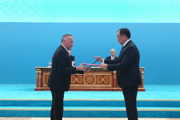 Turkish President Recep Tayyip Erdogan in Kazakhstan ASTANA, KAZAKHSTAN - MAY 14: (----EDITORIAL USE ONLY - MANDATORY CREDIT - TURKISH PRESIDENCY HANDOUT - NO MARKETING NO ADVERTISING CAMPAIGNS - DISTRIBUTED AS A SERVICE TO CLIENTS----) Turkish President Recep Tayyip Erdogan and Kazakh President Kassym-Jomart Tokayev attend the signing ceremony of bilateral agreements at the Independence Palace in Astana, Kazakhstan on May 14, 2026. Turkish Presidency Anadolu Astana Kazakhstan. Editorial use only. Please get in touch for any other usage.  Copyright: x2026xAnadoluxTurkishxPresidencyx