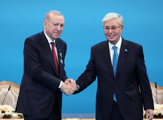 Turkish President Recep Tayyip Erdogan in Kazakhstan ASTANA, KAZAKHSTAN - MAY 14: (----EDITORIAL USE ONLY - MANDATORY CREDIT - TURKISH PRESIDENCY HANDOUT - NO MARKETING NO ADVERTISING CAMPAIGNS - DISTRIBUTED AS A SERVICE TO CLIENTS----) Turkish President Recep Tayyip Erdogan and Kazakh President Kassym-Jomart Tokayev attend the signing ceremony of bilateral agreements at the Independence Palace in Astana, Kazakhstan on May 14, 2026. Turkish Presidency Anadolu Astana Kazakstan. Editorial use only. Please get in touch for any other usage.  Copyright: x2026xAnadoluxTurkishxPresidencyx