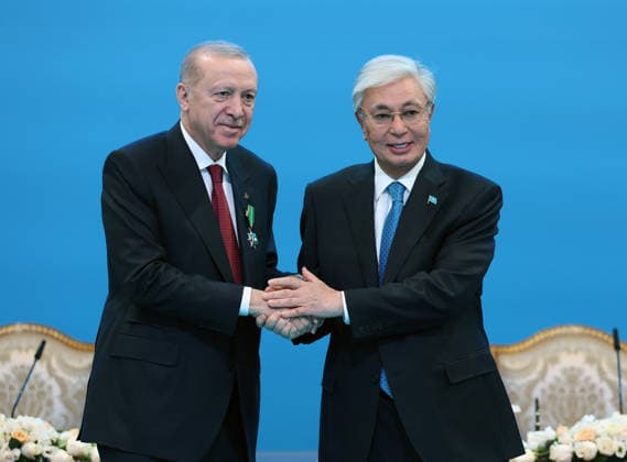 Turkish President Recep Tayyip Erdogan in Kazakhstan ASTANA, KAZAKHSTAN - MAY 14: (----EDITORIAL USE ONLY - MANDATORY CREDIT - TURKISH PRESIDENCY HANDOUT - NO MARKETING NO ADVERTISING CAMPAIGNS - DISTRIBUTED AS A SERVICE TO CLIENTS----) Turkish President Recep Tayyip Erdogan and Kazakh President Kassym-Jomart Tokayev attend the signing ceremony of bilateral agreements at the Independence Palace in Astana, Kazakhstan on May 14, 2026. Turkish Presidency Anadolu Astana Kazakstan. Editorial use only. Please get in touch for any other usage.  Copyright: x2026xAnadoluxTurkishxPresidencyx