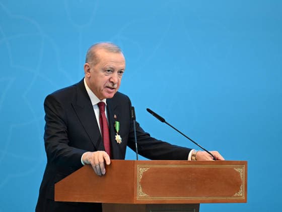 Turkish President Recep Tayyip Erdogan in Kazakhstan ASTANA, KAZAKHSTAN - MAY 14: Turkish President Recep Tayyip Erdogan and Kazakh President Kassym-Jomart Tokayev (not seen) hold a press conference after the signing ceremony of bilateral agreements at the Independence Palace in Astana, Kazakhstan on May 14, 2026. Mehmet Ali Ozcan Anadolu Astana Kazakhstan. Editorial use only. Please get in touch for any other usage.  Copyright: x2026xAnadoluxMehmetxAlixOzcanx