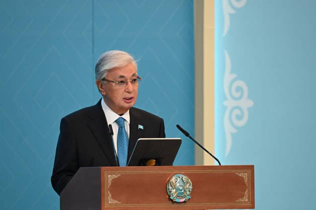 Turkish President Recep Tayyip Erdogan in Kazakhstan ASTANA, KAZAKHSTAN - MAY 14: Turkish President Recep Tayyip Erdogan and Kazakh President Kassym-Jomart Tokayev attend the signing ceremony of bilateral agreements at the Independence Palace in Astana, Kazakhstan on May 14, 2026. Mehmet Ali Ozcan Anadolu Astana Kazakhstan. Editorial use only. Please get in touch for any other usage.  Copyright: x2026xAnadoluxMehmetxAlixOzcanx