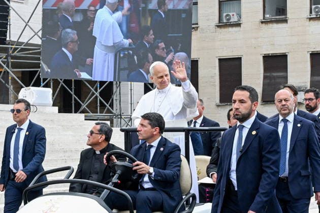 May 14, 2026, Rome, Rome, Italy: Pope Leo XIV at Sapienza University on a pastoral visit, Rome, May 14, 2025 Rome Italy  - ZUMAa289 20260514_zia_a289_032 Copyright: xMariaxLauraxAntonellix xAgfx