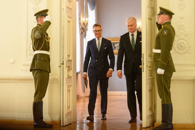 Lithuanian, Finnish presidents hold joint press conference in Vilnius VILNIUS, LITHUANIA - MAY 14: Lithuanian President Gitanas Nauseda and Finnish President Alexander Stubb hold a joint press conference at the Presidential Palace in Vilnius, Lithuania on May 14, 2026. Yauhen Yerchak Anadolu Vilnius Lithuania. Editorial use only. Please get in touch for any other usage.  Copyright: x2026xAnadoluxYauhenxYerchakx