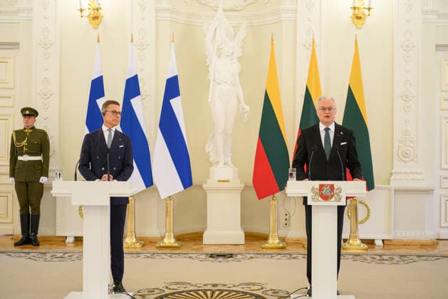 Lithuanian, Finnish presidents hold joint press conference in Vilnius VILNIUS, LITHUANIA - MAY 14: Lithuanian President Gitanas Nauseda and Finnish President Alexander Stubb hold a joint press conference at the Presidential Palace in Vilnius, Lithuania on May 14, 2026. Yauhen Yerchak Anadolu Vilnius Lithuania. Editorial use only. Please get in touch for any other usage.  Copyright: x2026xAnadoluxYauhenxYerchakx