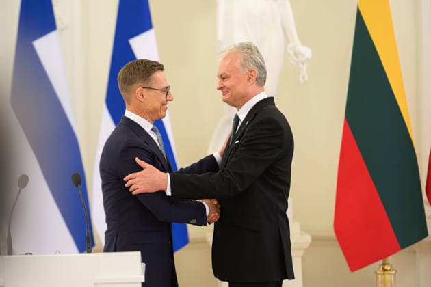 Lithuanian, Finnish presidents hold joint press conference in Vilnius VILNIUS, LITHUANIA - MAY 14: Lithuanian President Gitanas Nauseda and Finnish President Alexander Stubb hold a joint press conference at the Presidential Palace in Vilnius, Lithuania on May 14, 2026. Yauhen Yerchak Anadolu Vilnius Lithuania. Editorial use only. Please get in touch for any other usage.  Copyright: x2026xAnadoluxYauhenxYerchakx