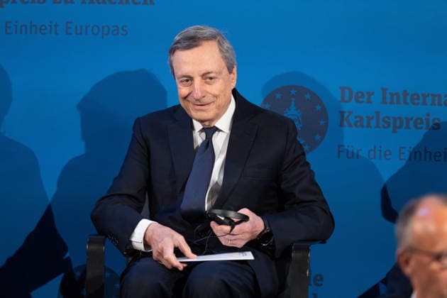 Presentation of the International Charlemagne Prize 2026 in Aachen Laureate Professor Mario Draghi at the ceremony for the presentation of the International Charlemagne Prize 2026 in the Kroenungssaal of Aachen City Hall, Aachen, 14 05 2026 Aachen NRW Germany