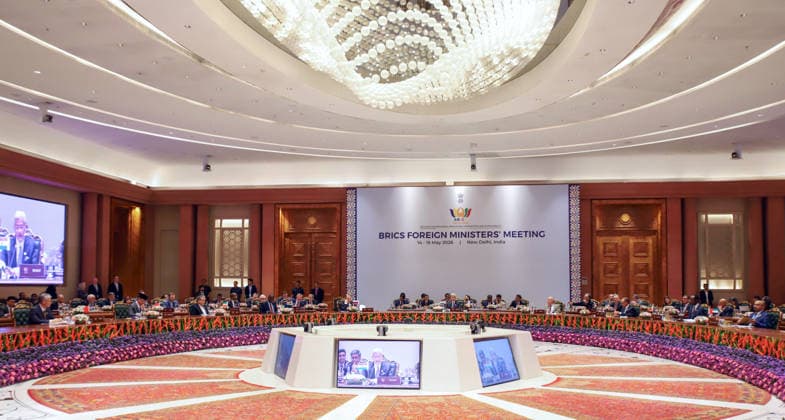 BRICS Foreign Ministers™ Meeting 2026 under India™s Chairship- Day 1 New Delhi, May 14 (ANI): External Affairs Minister S. Jaishankar addresses the BRICS Foreign Ministers Meeting, held at Bharat Mandapam, in New Delhi on Thursday. NEW DELHI Delhi India Copyright: xANIx ANI_20260514076