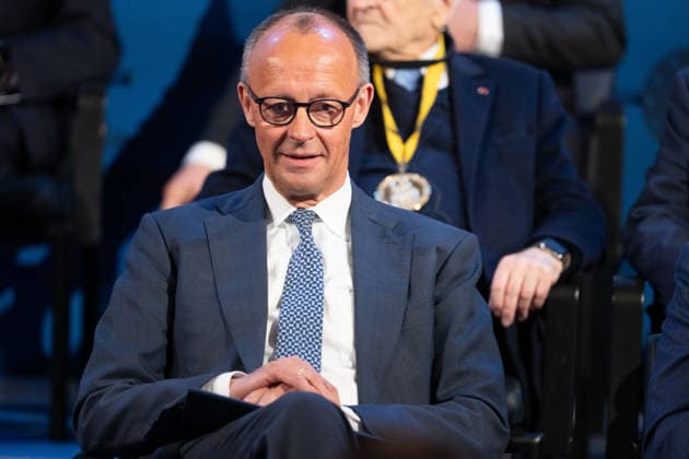Presentation of the International Charlemagne Prize 2026 in Aachen Federal Chancellor Friedrich Merz at the ceremony for the presentation of the International Charlemagne Prize 2026 in the Kroenungssaal of Aachen City Hall, Aachen, 14 05 2026 Aachen NRW Germany