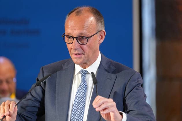 Presentation of the International Charlemagne Prize 2026 in Aachen Federal Chancellor Friedrich Merz in portrait during his speech at the ceremony for the presentation of the International Charlemagne Prize 2026 in the Kroenungssaal of Aachen City Hall, Aachen, 14 05 2026 Aachen NRW Germany