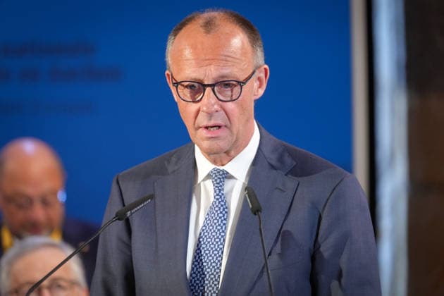 Presentation of the International Charlemagne Prize 2026 in Aachen Federal Chancellor Friedrich Merz in portrait during his speech at the ceremony for the presentation of the International Charlemagne Prize 2026 in the Kroenungssaal of Aachen City Hall, Aachen, 14 05 2026 Aachen NRW Germany