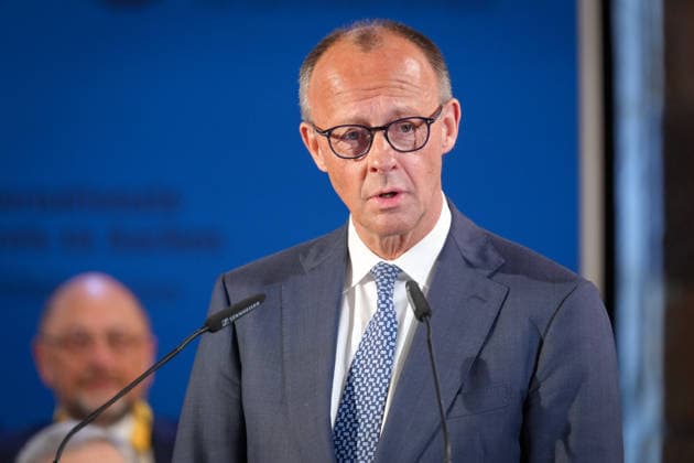 Presentation of the International Charlemagne Prize 2026 in Aachen Federal Chancellor Friedrich Merz in portrait during his speech at the ceremony for the presentation of the International Charlemagne Prize 2026 in the Kroenungssaal of Aachen City Hall, Aachen, 14 05 2026 Aachen NRW Germany