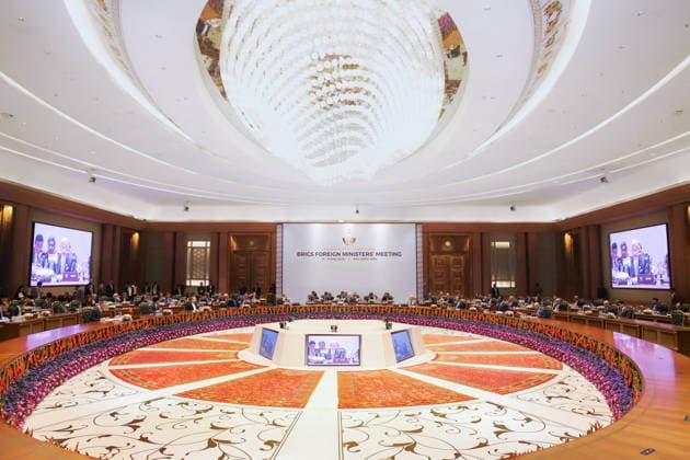 BRICS Foreign Ministers™ Meeting 2026 under India™s Chairship- Day 1 New Delhi, May 14 (ANI): External Affairs Minister S. Jaishankar addresses the BRICS Foreign Ministers Meeting, held at Bharat Mandapam, in New Delhi on Thursday. NEW DELHI Delhi India Copyright: xANIx ANI_20260514077