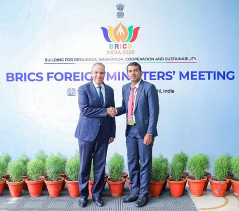 RECORD DATE NOT STATED Foreign Minister Badr Abdelatty of Egypt receives a warm welcome on his arrival for the BRICS Foreign Ministers™ Meeting 2026 New Delhi, May 14 (ANI): Foreign Minister Badr Abdelatty of Egypt receives a warm welcome on his arrival for the BRICS Foreign Ministers™ Meeting 2026, in New Delhi on Thursday. (@MEAIndia X ANI Photo) New Delhi Delhi India Copyright: xANIx ANI_20260514094