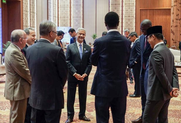 RECORD DATE NOT STATED External Affairs Minister S. Jaishankar meets dignitaries from other countries during the BRICS Foreign Ministers™ Meeting New Delhi, May 14 (ANI): External Affairs Minister S. Jaishankar meets dignitaries from other countries during the BRICS Foreign Ministers™ Meeting, in New Delhi on Thursday. (@DrSJaishankar X ANI Photo) NEW DELHI Delhi India Copyright: xANIx ANI_20260514105
