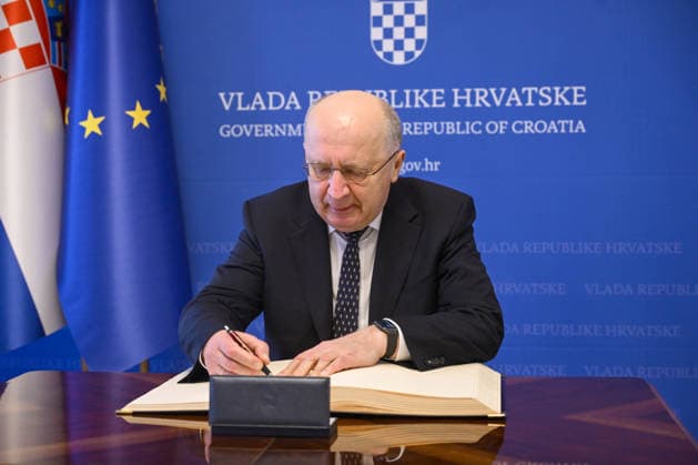 Andrius Kubilius in Croatia Prime Minister Andrej Plenkovic met with European Commissioner for Defence and Space Andrius Kubilius May 14, 2026 in Zagreb, Croatia  NevaxZganec PIXSELL