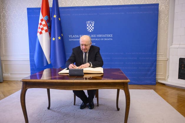 Andrius Kubilius in Croatia Prime Minister Andrej Plenkovic met with European Commissioner for Defence and Space Andrius Kubilius May 14, 2026 in Zagreb, Croatia  NevaxZganec PIXSELL