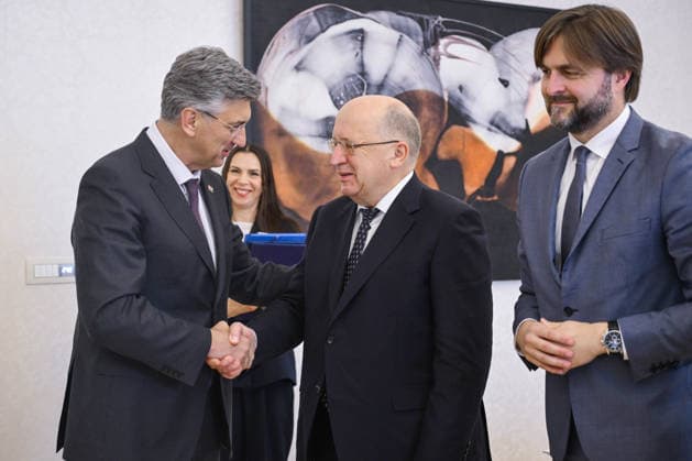 Andrius Kubilius in Croatia Prime Minister Andrej Plenkovic met with European Commissioner for Defence and Space Andrius Kubilius May 14, 2026 in Zagreb, Croatia  NevaxZganec PIXSELL