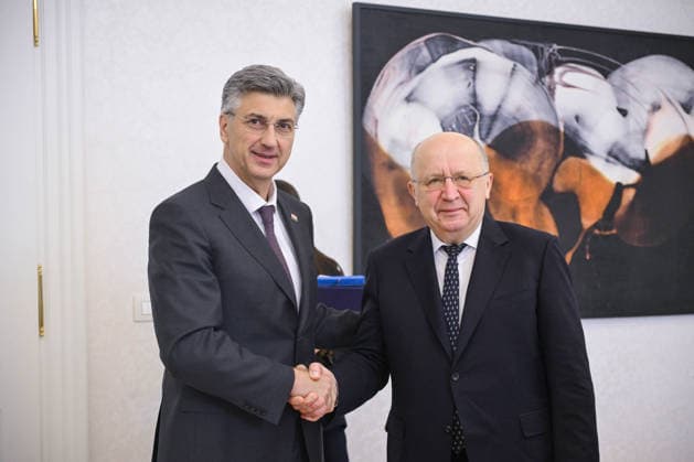 Andrius Kubilius in Croatia Prime Minister Andrej Plenkovic met with European Commissioner for Defence and Space Andrius Kubilius May 14, 2026 in Zagreb, Croatia  NevaxZganec PIXSELL