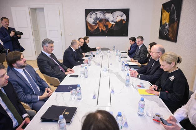 Andrius Kubilius in Croatia Prime Minister Andrej Plenkovic met with European Commissioner for Defence and Space Andrius Kubilius May 14, 2026 in Zagreb, Croatia  NevaxZganec PIXSELL