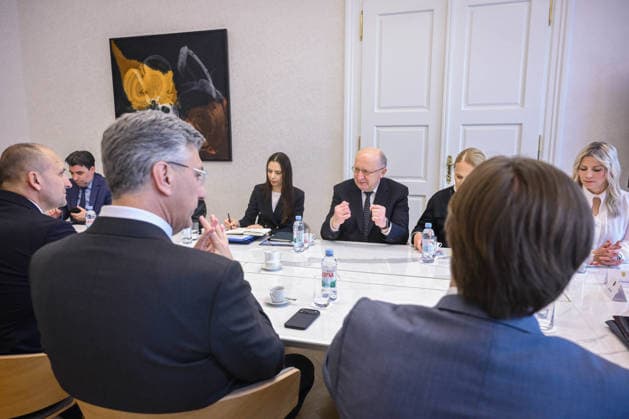 Andrius Kubilius in Croatia Prime Minister Andrej Plenkovic met with European Commissioner for Defence and Space Andrius Kubilius May 14, 2026 in Zagreb, Croatia  NevaxZganec PIXSELL