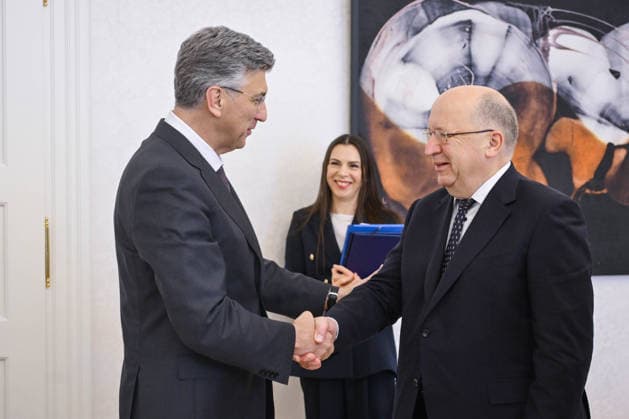 Andrius Kubilius in Croatia Prime Minister Andrej Plenkovic met with European Commissioner for Defence and Space Andrius Kubilius May 14, 2026 in Zagreb, Croatia  NevaxZganec PIXSELL