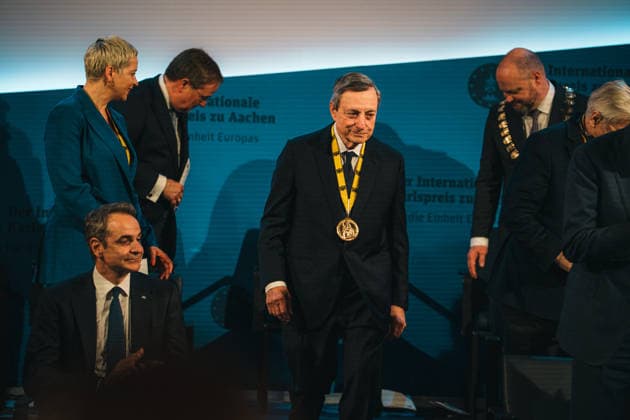 Germany, Aachen Presentation of the International Charlemagne Prize 2026 to Mario Draghi, Mario Draghi, former President of the European Central Bank ECB, former Italian Prime Minister, keynote speech Copyright: xThiemoxRudolphx