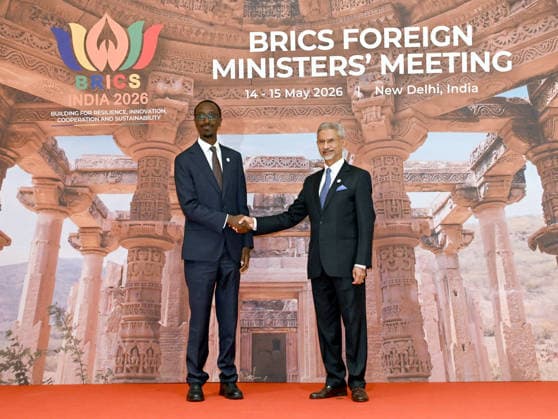 BRICS Foreign Ministers’ Meeting in New Delhi NEW DELHI, INDIA - MAY 14: (----EDITORIAL USE ONLY - MANDATORY CREDIT - ’PRESS INFORMATION BUREAU OF INDIA HANDOUT - NO MARKETING NO ADVERTISING CAMPAIGNS - DISTRIBUTED AS A SERVICE TO CLIENTS----) The Union Minister for External Affairs, Dr. Subrahmanyam Jaishankar meets with the Minister of Foreign Affairs of Ethiopia, Mr. Gedion Timothewos Hessebon during BRICS Foreign Ministers’ Meeting, 2026 at Bharat Mandapam, in New Delhi on May 14, 2026. Press Information Bureau (PIB) Anadolu New Delhi India. Editorial use only. Please get in touch for any other usage.  Copyright: x2026xAnadoluxPressxInformationxBureaux(PIB)x