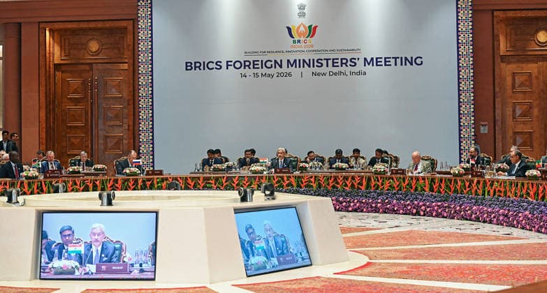 External Affairs Minister S. Jaishankar addresses during the BRICS Foreign Ministers™ Meeting 2026 New Delhi, May 14 (ANI): External Affairs Minister S. Jaishankar addresses during the BRICS Foreign Ministers™ Meeting 2026, at Bharat Mandapam, in New Delhi on Thursday. (PIB Photo Gallery ANI Photo) New Delhi Delhi India Copyright: xANIx ANI_20260514175