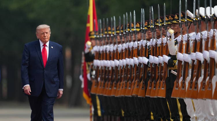 BEIJING, CHINA - MAY 14: Chinese President Xi Jinping (not pictured) holds a welcome ceremony for U.S. President Donald Trump, who is on a state visit to China, outside the Great Hall of the People prior to their talks on May 14, 2026 in Beijing, China. Xi held talks with Trump at the Great Hall of the People in Beijing on Thursday.  Copyright: xVCGx 111641411048