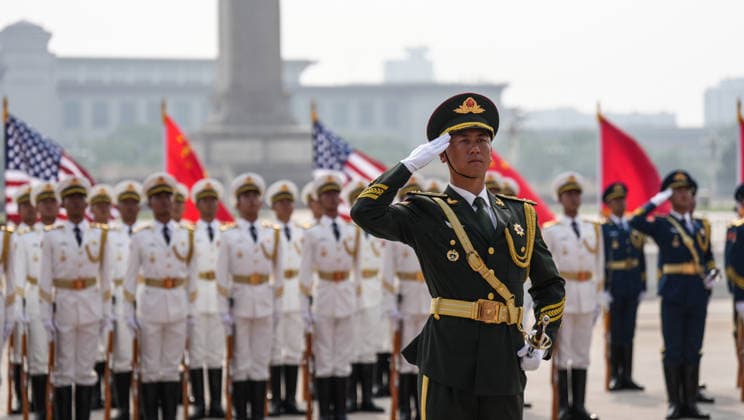 BEIJING, CHINA - MAY 14: Chinese President Xi Jinping (not pictured) holds a welcome ceremony for U.S. President Donald Trump (not pictured), who is on a state visit to China, outside the Great Hall of the People prior to their talks on May 14, 2026 in Beijing, China. Xi held talks with Trump at the Great Hall of the People in Beijing on Thursday.  Copyright: xVCGx 111641410352
