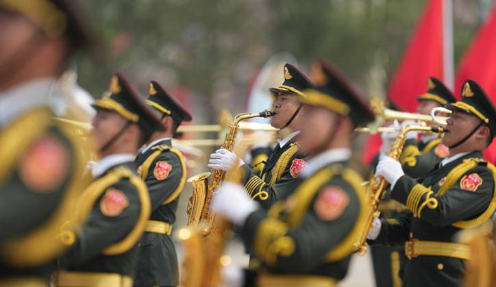BEIJING, CHINA - MAY 14: Chinese President Xi Jinping (not pictured) holds a welcome ceremony for U.S. President Donald Trump (not pictured), who is on a state visit to China, outside the Great Hall of the People prior to their talks on May 14, 2026 in Beijing, China. Xi held talks with Trump at the Great Hall of the People in Beijing on Thursday.  Copyright: xVCGx 111641410186