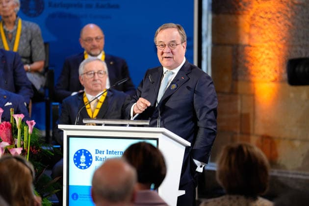 Presentation of the International Charlemagne Prize 2026 in Aachen Armin Laschet, Chairman of the Charlemagne Prize Board of Directors, in portrait during his speech at the ceremony for the presentation of the International Charlemagne Prize 2026 in the Kroenungssaal of Aachen City Hall, Aachen, 14 05 2026 Aachen NRW Germany