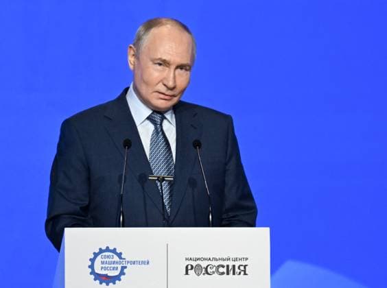 Russia Putin Engineering Union Congress 9164798 14.05.2026 Russian President Vladimir Putin delivers a speech during the 10th Congress of the Russian Engineering Union at the Russia National Centre in Moscow, Russia. Maksim Blinov Sputnik Moscow Russia  Copyright: xMaksimxBlinovx