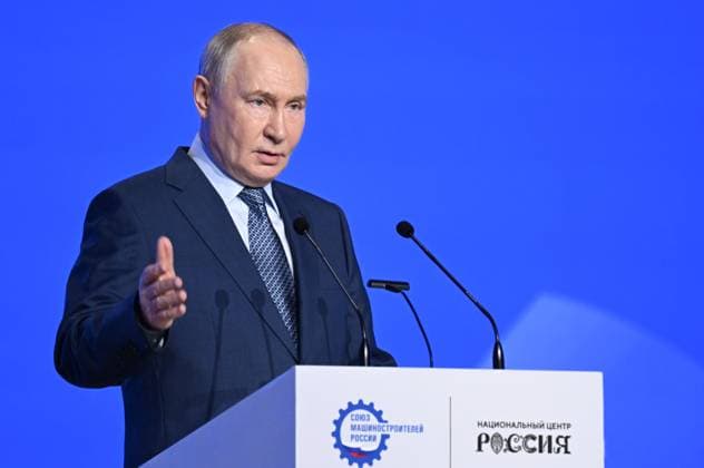 Russia Putin Engineering Union Congress 9164825 14.05.2026 Russian President Vladimir Putin delivers a speech during the 10th Congress of the Russian Engineering Union at the Russia National Centre in Moscow, Russia. Maksim Blinov Sputnik Moscow Russia  Copyright: xMaksimxBlinovx