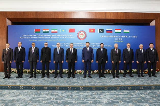 KYRGYZSTAN, BISHKEK - MAY 14, 2026: Shanghai Cooperation Organisation Secretary General Nurlan Yermekbayev, State Secretary of the Security Council of Belarus Alexander Volfovich, India s Deputy National Security Advisor Pavan Kapoor, Deputy Secretary of Iran s Supreme National Security Council for International Affairs Ali Bagheri, Secretary of the Security Council of Kazakhsrtan Gizat Nurdauletov, China s Executive Vice Minister of Public Security Qi Yanjun, Kyrgyzstan s Security Council Secretary Adilet Orozbekov, Secretary of Pakistan s National Security Division Sajid Baloch, Russian Security Council Secretary Sergei Shoigu, Tajikistan s Security Council Secretary Yusuf Rahmon, Uzbekistan s Security Council Secretary Viktor Makhmudov,  92447127