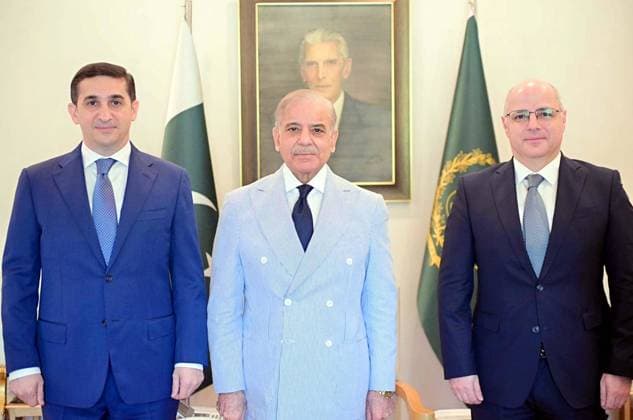May 14, 2026, Pakistan: Prime Minister Muhammad Shehbaz Sharif Meets with Justice of Azerbaijan Farid Turab Oglu Ahmadov at PM House in Islamabad Pakistan  - ZUMAas3_ 20260514_zaf_as3_004 Copyright: xPPIx