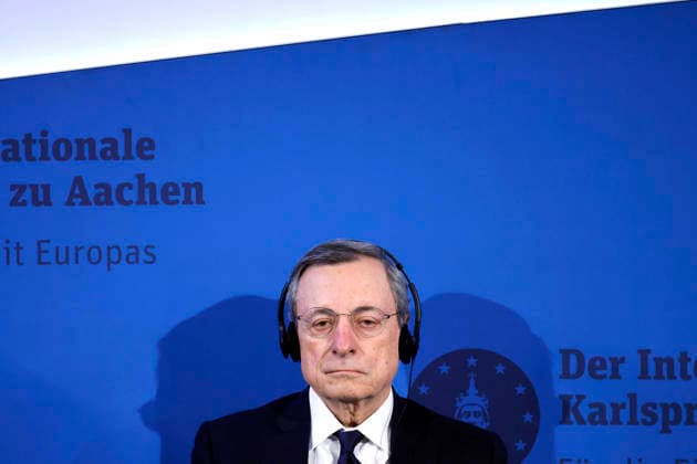 Economist Mario Draghi, former head of the ECB, at his award ceremony for the International Charlemagne Prize of Aachen 2026 Aachen, 14 05 2026 NRW Germany Copyright: xChristophxHardtx