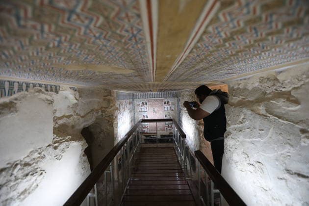 Historical tombs from Egypt’s new kingdom era opened to visitors in Luxor LUXOR, EGYPT - MAY 14: Visitors tour the historic tombs of Amenhotep Rabuya (TT416) and his son Samut (TT417), reopened after years of excavation and restoration work in the El-Khokha area of Luxor, Egypt on May 14, 2026. The tombs, discovered during excavations carried out in 2015 and dating back to the 18th Dynasty of the New Kingdom period, feature wall depictions reflecting daily life and burial rituals of the era. Fareed Kotb Anadolu Luxor Egypt. Editorial use only. Please get in touch for any other usage.  Copyright: x2026xAnadoluxFareedxKotbx