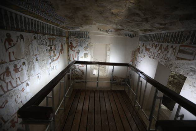 Historical tombs from Egypt’s new kingdom era opened to visitors in Luxor LUXOR, EGYPT - MAY 14: Visitors tour the historic tombs of Amenhotep Rabuya (TT416) and his son Samut (TT417), reopened after years of excavation and restoration work in the El-Khokha area of Luxor, Egypt on May 14, 2026. The tombs, discovered during excavations carried out in 2015 and dating back to the 18th Dynasty of the New Kingdom period, feature wall depictions reflecting daily life and burial rituals of the era. Fareed Kotb Anadolu Luxor Egypt. Editorial use only. Please get in touch for any other usage.  Copyright: x2026xAnadoluxFareedxKotbx