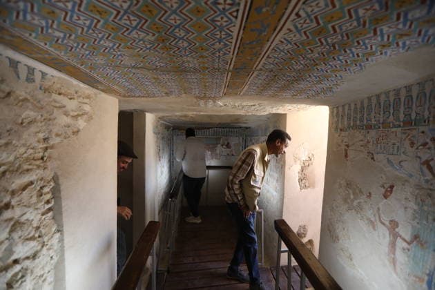 Historical tombs from Egypt’s new kingdom era opened to visitors in Luxor LUXOR, EGYPT - MAY 14: Visitors tour the historic tombs of Amenhotep Rabuya (TT416) and his son Samut (TT417), reopened after years of excavation and restoration work in the El-Khokha area of Luxor, Egypt on May 14, 2026. The tombs, discovered during excavations carried out in 2015 and dating back to the 18th Dynasty of the New Kingdom period, feature wall depictions reflecting daily life and burial rituals of the era. Fareed Kotb Anadolu Luxor Egypt. Editorial use only. Please get in touch for any other usage.  Copyright: x2026xAnadoluxFareedxKotbx