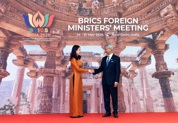 BRICS Foreign Ministers Meeting New Delhi, May 14 (ANI): External Affairs Minister S Jaishankar welcomes Deputy Foreign Minister of Vietnam, Nguyen Minh Hang at Bharat Mandapam, in New Delhi on Thursday. NEW DELHI Delhi India Copyright: xANIx ANI_20260514298