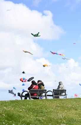 Largest kite festival on the North Sea coast The kite festival in Norddeich is the largest kite festival on the North Sea coast and is a highlight over the Ascension weekend in East Frisia On the green beach of Norddeich, visitors can expect a colorful sky spectacle with large kites, show kit Copyright: xdiebildwerftx