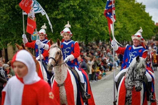this picture shows the Holy Blood Procession (Heilig Bloedprocessie - Procession Saint-Sang) event, on Thursday 14 May 2026 in Brugge. During the procession, the relic of the Holy blood is carried from the Holy blood basilica to the Holy Saviour cathedral through the city center of Bruges.  KURTxDESPLENTER 173874643