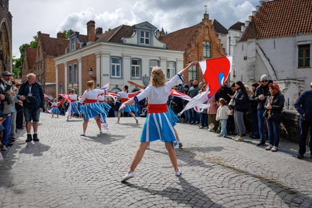 this picture shows the Holy Blood Procession (Heilig Bloedprocessie - Procession Saint-Sang) event, on Thursday 14 May 2026 in Brugge. During the procession, the relic of the Holy blood is carried from the Holy blood basilica to the Holy Saviour cathedral through the city center of Bruges.  KURTxDESPLENTER 173874829